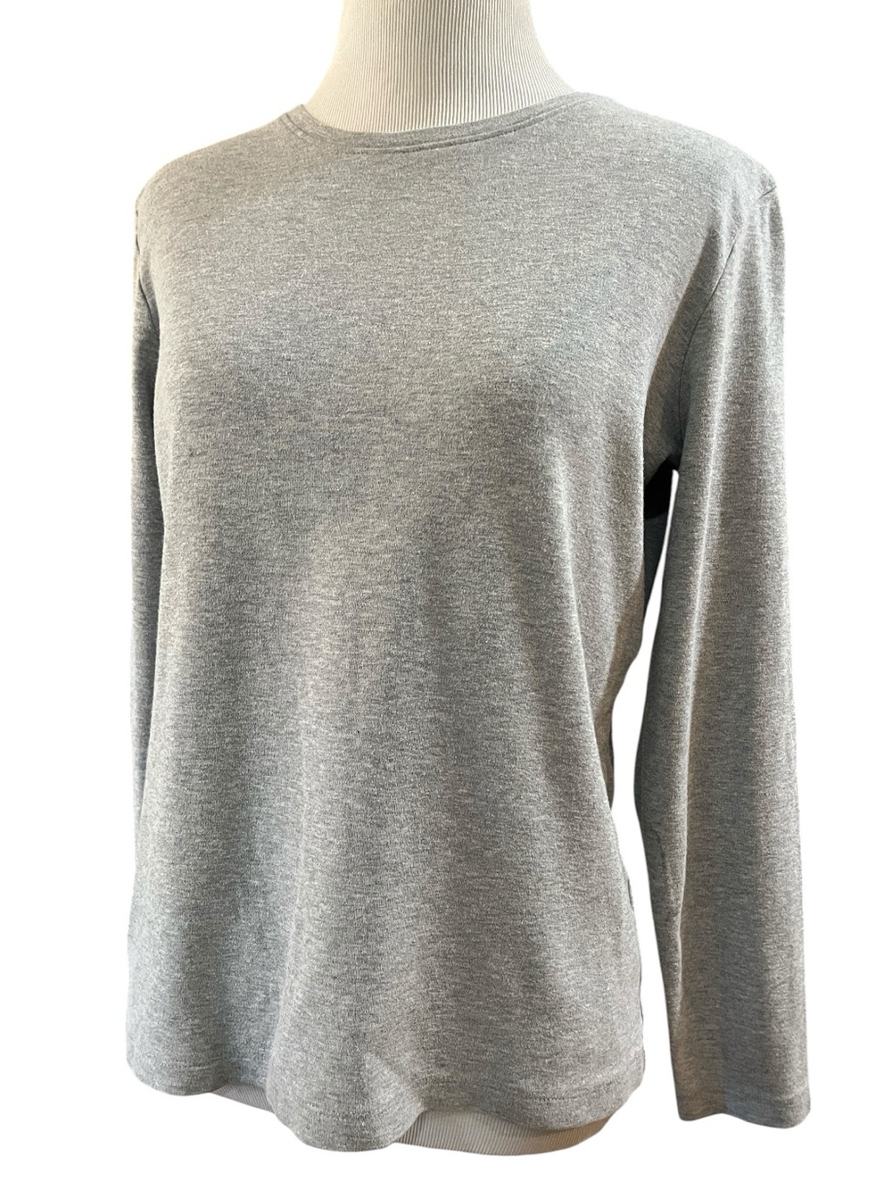LL BEAN LONG SLEEVE 100% COTTON TEE HEATHER GRAY SIZE XS REGULAR